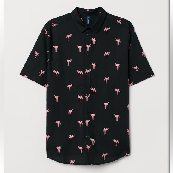 Black Flamingo Print Shirt men’s small - Picture 1 of 7